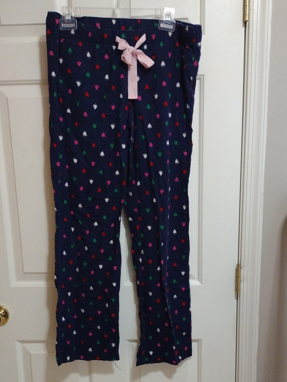 Old Navy Navy Women's Christmas Tree Pajama Pants with Pink Waist Tie XS